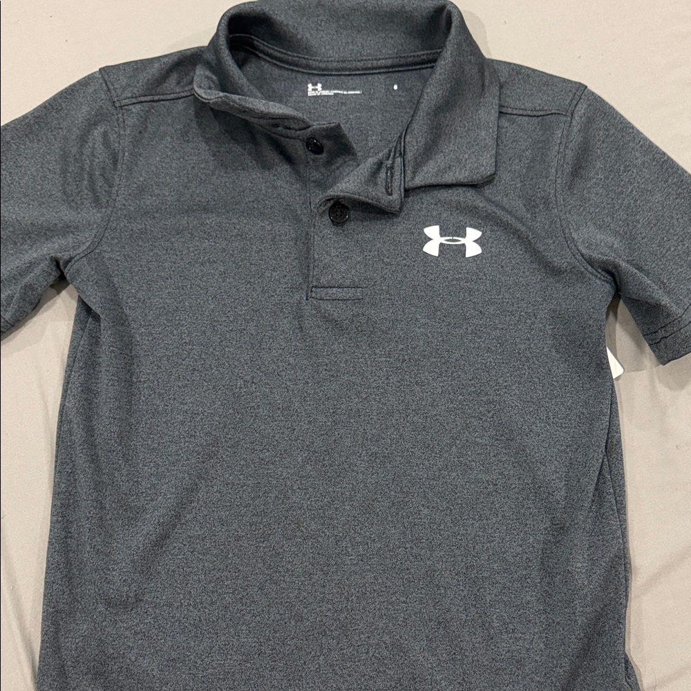 Under Armour Kids Charcoal Polo Shirt preppy golf soft classic Size 6